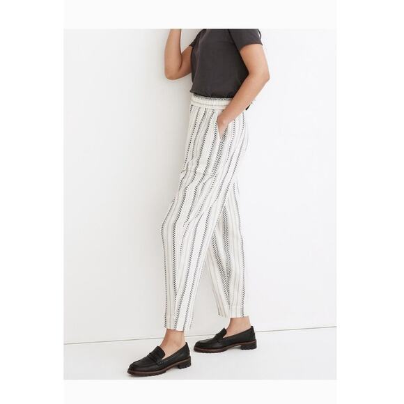 Madewell Lightspun Pull On Balloon Pants Women's XS Antique Cream Black Stripe - Picture 6 of 9